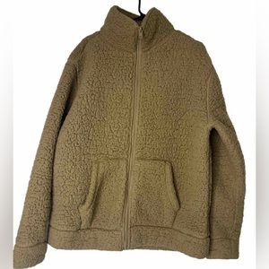 EXPRESS One Eleven Sherpa Fleece  full zip Jacket  L Tan
